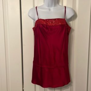 EXPRESS Women’s silk/sequins spaghetti strap blouse